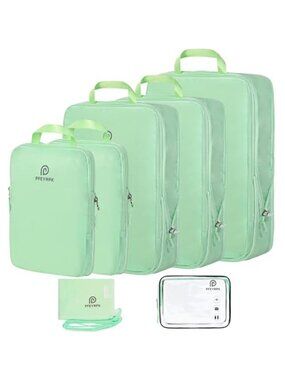 Compression Packing Cubes 7 Set Suitcase Travel Organizer Carry On Luggage Green
